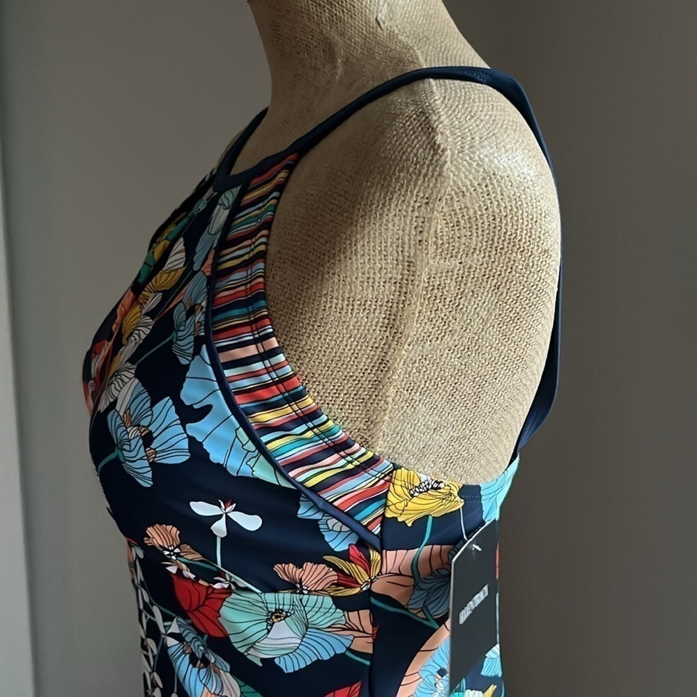 Ellen Tracy Floral Tankini Swim Top Size 10 NWT - Picture 6 of 7